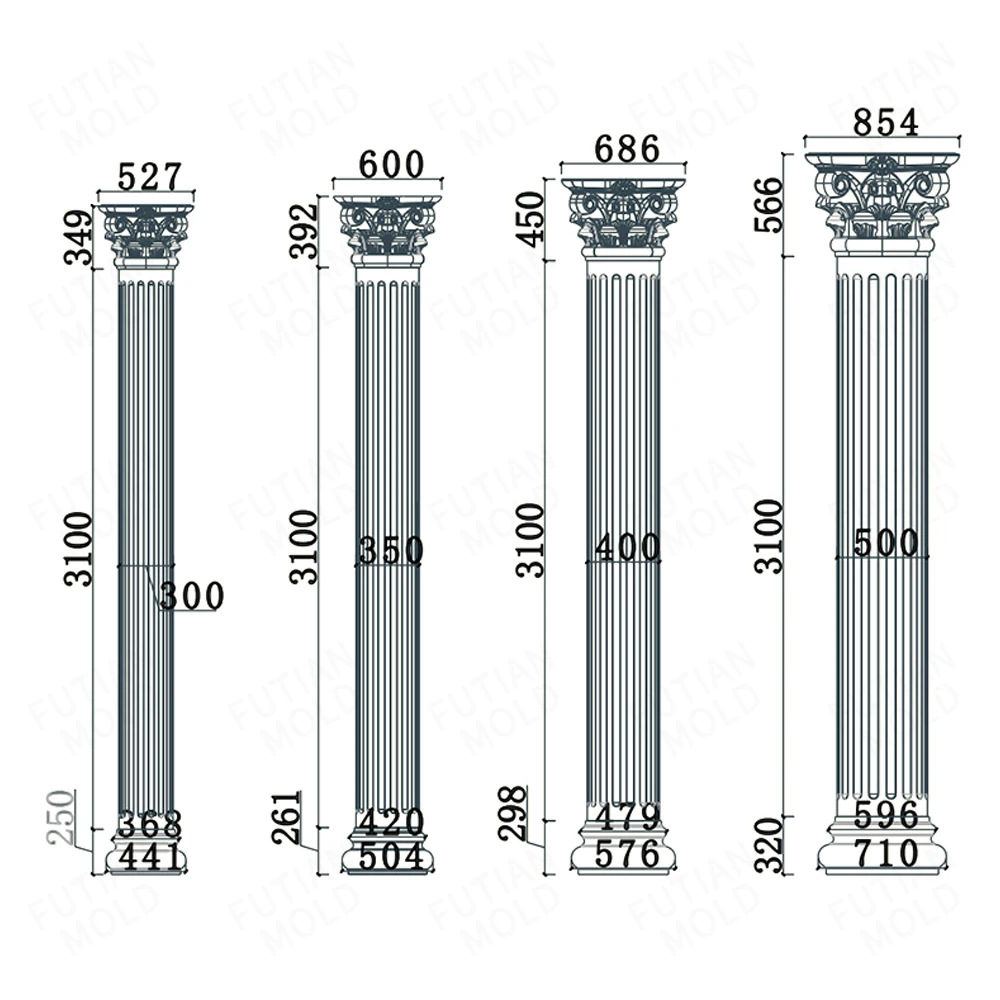 الديكور الخارجي ABS البلاستيك الخرساني قالب العمود الروماني المستدير #6