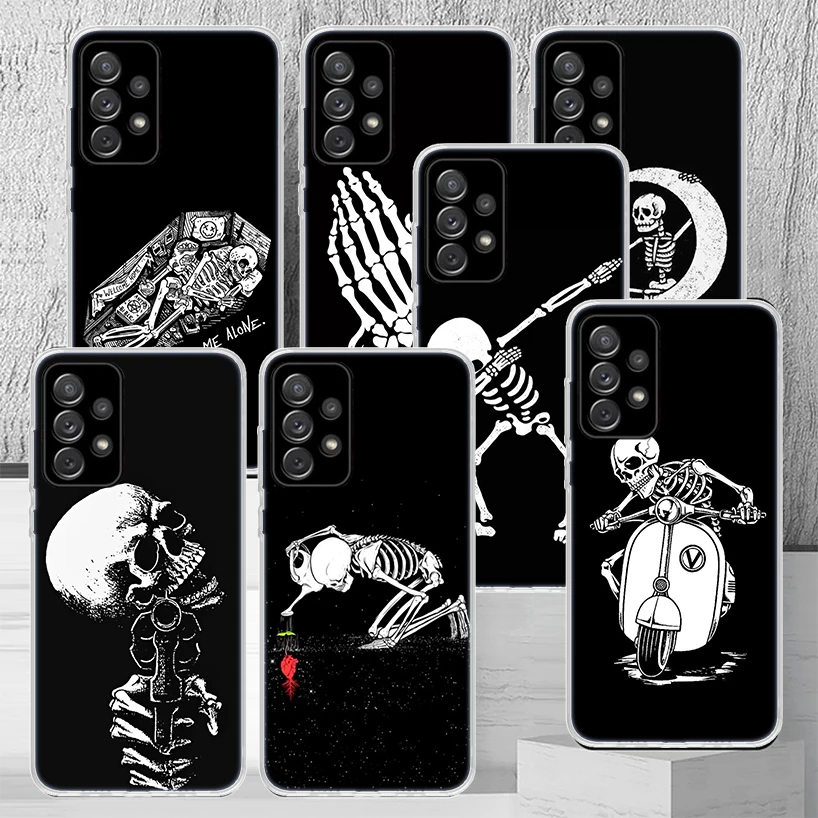 Spooky Skull Funny Dance Skeleton Phone Case Cover For Samsung Galaxy A55 A54 A52 A53 A15 A14 A12 A13 A25 A24 A22 A23 A35 A34 A3