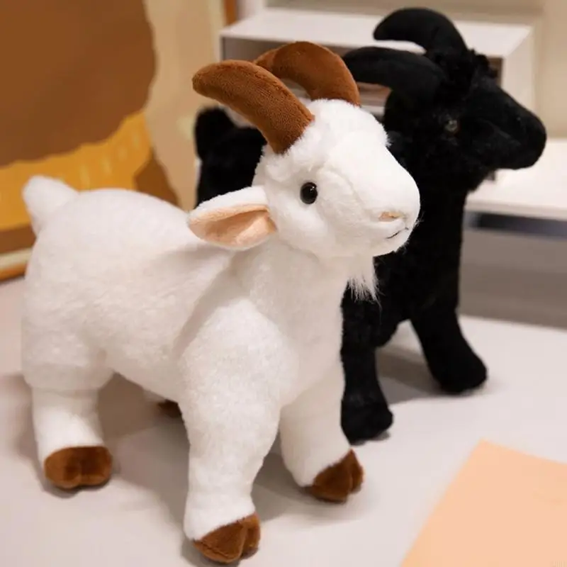 Śliczne piękne kozy pluszaki słodka kojąca lalka miękka wygodna koza lalka wczesna edukacja zabawka dla małych dzieci A2UB