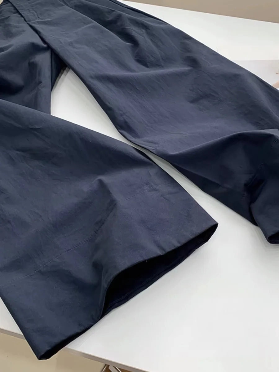 فضفاض واسعة الساق القطن عارضة السراويل النسائية الصيف الكورية Sle عالية الخصر الأزرق Waed عارضة السراويل تنوعا زائد الحجم