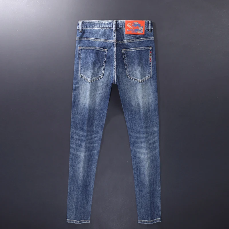 Fashion New Blue Jeans Elastic Slim Fit Retro Versatile Jeans Latest Designer Brand Pants