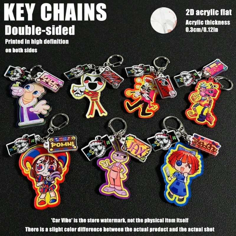 TADC Keychain – Amazing Digital Circus 2D Keyring, Pomni Jax Ragatha Gangle Zooble Pendant for Bag & Keys