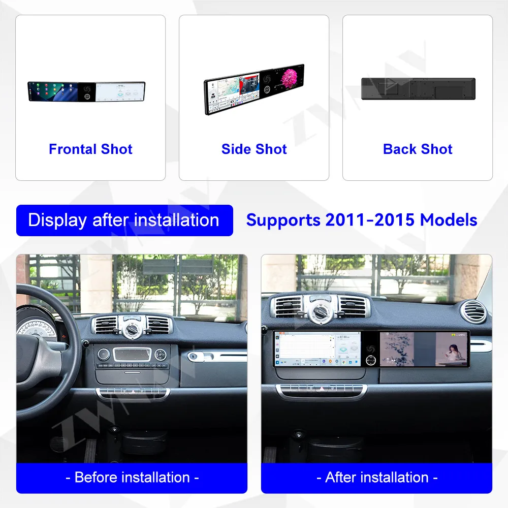 Android 13 For Mercedes-Benz Smart 2011-2015 Dual 12.3 Inch Multimedia Display Screen Car Accessories Car GPS Navigation Player