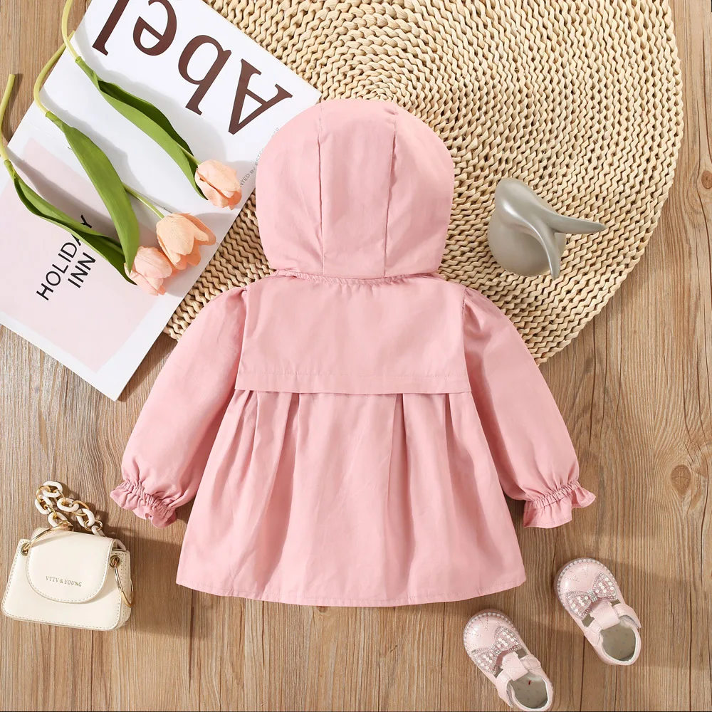 Baby Girl Jacket Autumn Long Sleeve Cotton Windbreak 0-3 Years Old Hooded Jacket For Baby Girl