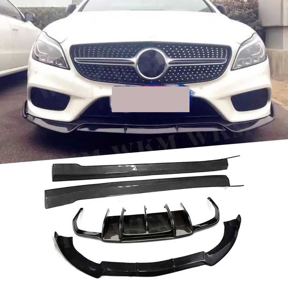 For CLS Class Carbon Fiber & FRP Body Kits Front Rear Bumper Lip Spoiler Diffuser Side Skirts For CLS Class Benz W218 2011-2014