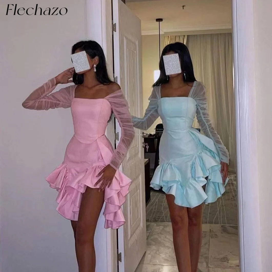 Flechazo Homecoming Dresses Off Shoulder Above-Knee Tiered Birthday Party Short Dress For Women 2024 Vestidos de fiesta elegante