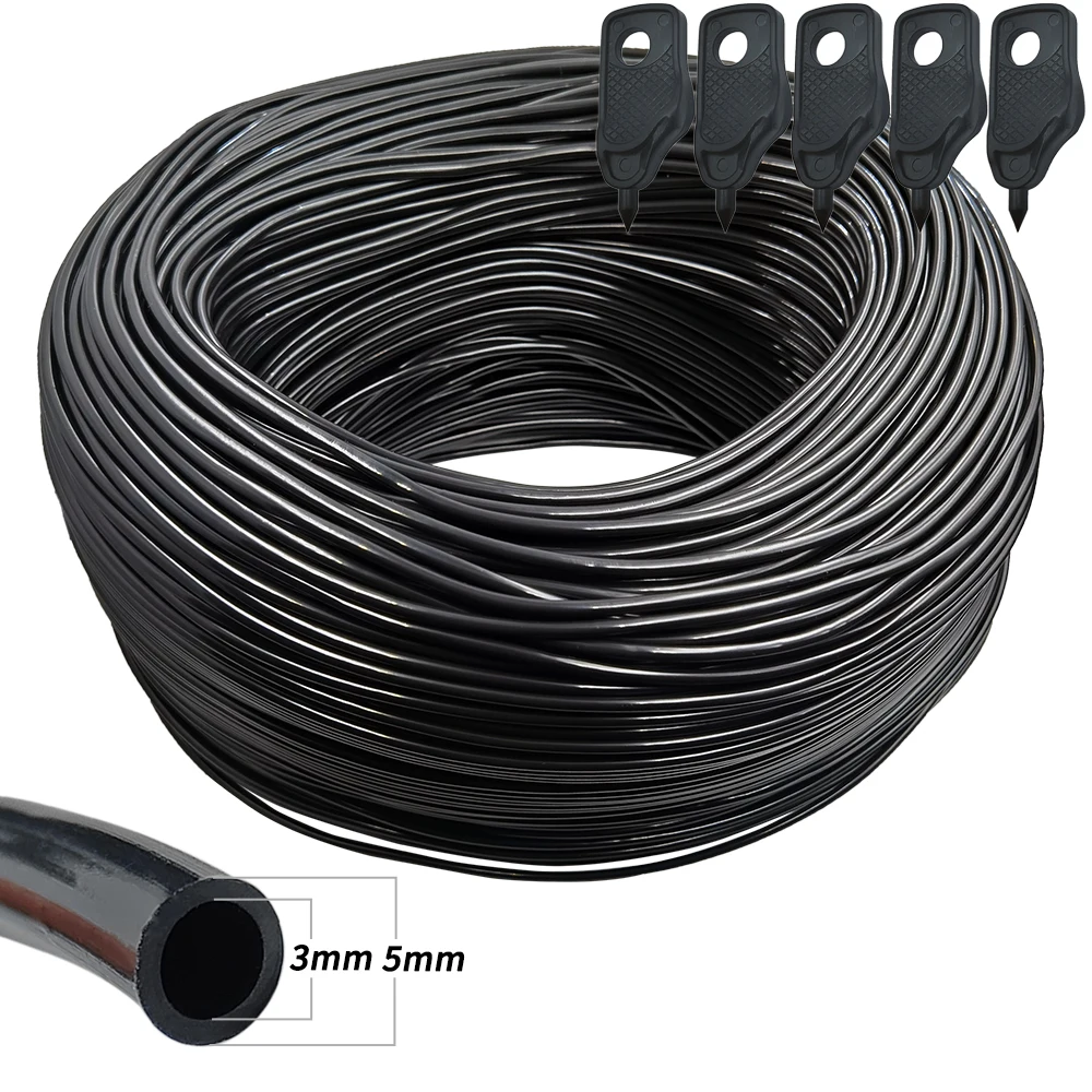 

WUJIE 5-100M Garden 3/5mm Watering Hose 1/8'' PVC Pipe Micro Drip Irrigation Tubing Sprinkler w/ Puncher for Balcony Greenhouse