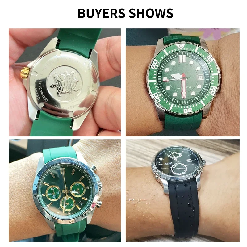 Ремешок силиконовый для Casio Rolex Water Ghost Rossini Timex Tudor Omega Swatch, Универсальный Прочный браслет с розовой иглой, 20 22 мм