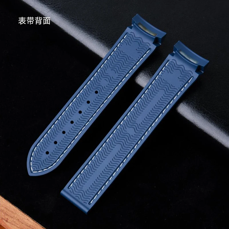 Cinturino per orologio in gomma siliconica con estremità curva per Omega Seamaster 300 Speedmaster cinturino per orologio impermeabile blu nero 20mm 21mm 22mm