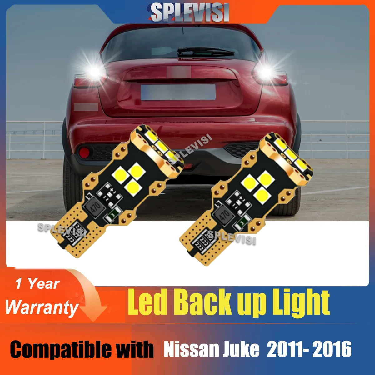 

2pcs T15 921 LED Reverse Light Backup Lamp Blub Canbus Error Free 6000K White For Nissan Juke 2011 2012 2013 2014 2015 2016