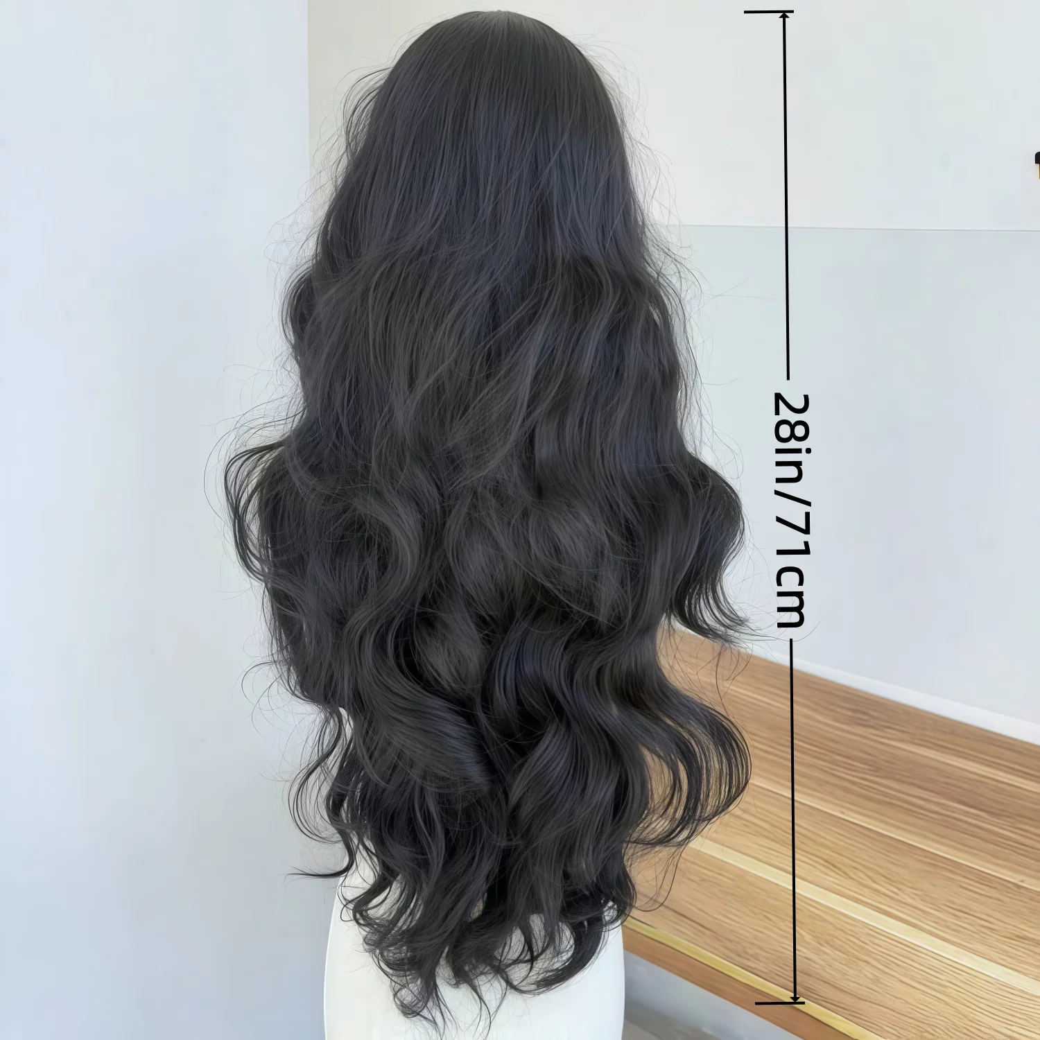 Elegant Women's Wig, Natural Black Wavy Long Curly Synthetic Wig Costumes, Wigs for Cosplay, Parties, Stage Performances