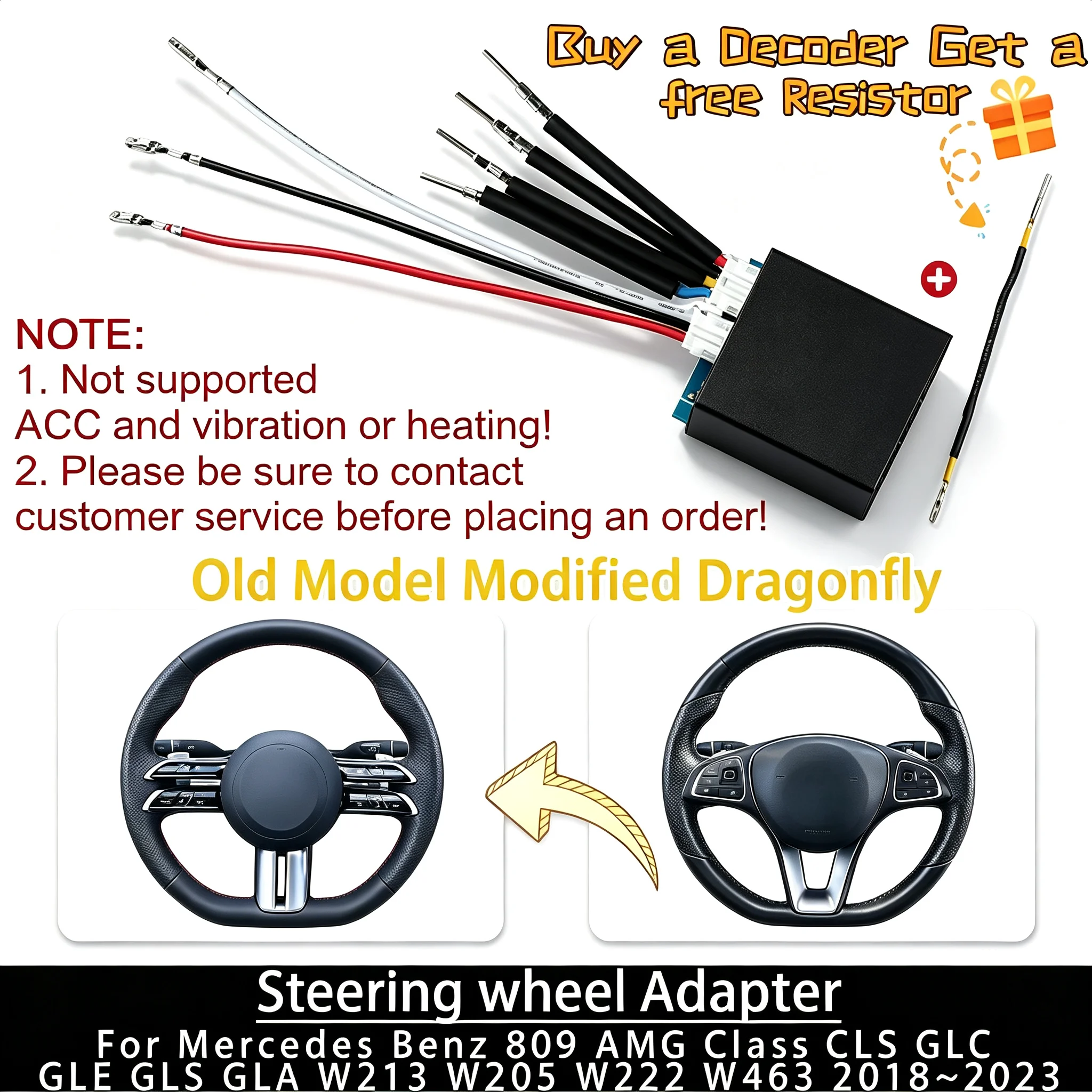 809 Dragonfly Steering Wheel Adapter Old Modified For Mercedes Benz AMG CLS GLC GLE W213 W205 W222 2018‑2023 Modification Parts