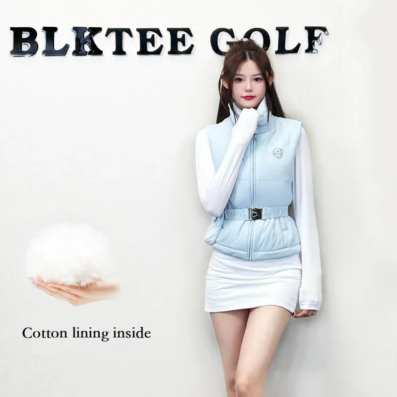 Blktee 2024 Golf zimowa damska kurtka bez rękawów wiatroszczelna ciepła kamizelka golfowa wąska talia kamizelka sportowa płaszcz zagęścić bawełniany top puchowy — zdjęcie 5