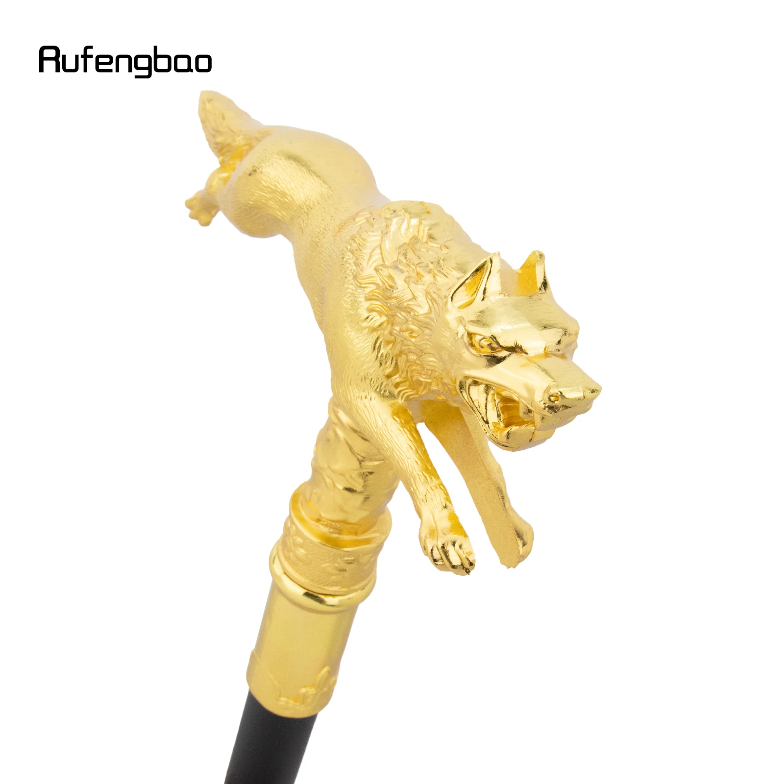 Bengala Decorativa Golden Wolf para Caminhada e Corrida, Elegante para Cavalheiros, Cosplay, com Punho, 91cm