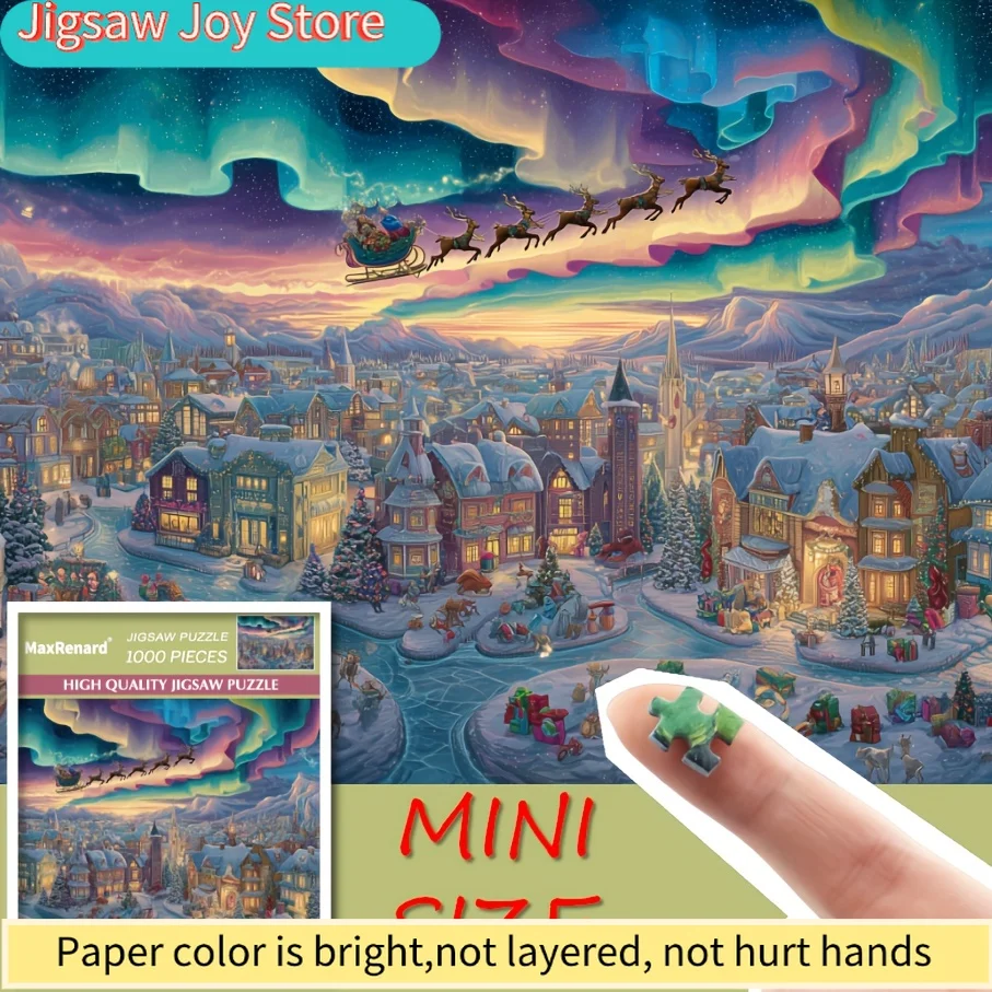 

Пазл «Рождественская деревня Аврора» — Зимняя сказка с северным сиянием, сани Санты, северное сияние, полярная сияние