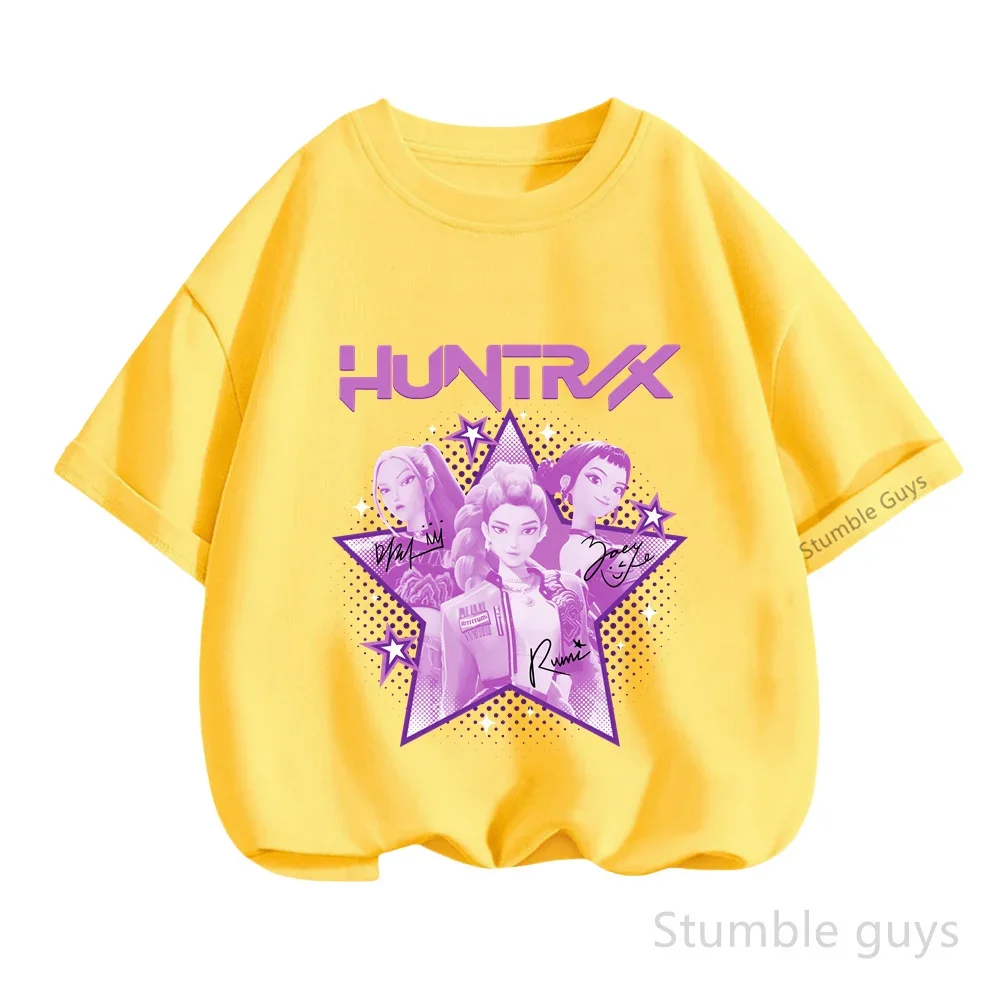 Letnia koszulka Kpop Demon Hunters dla dzieci z krótkim rękawem, codzienna, modna, chłopięca i dziewczęca, ubrania anime.