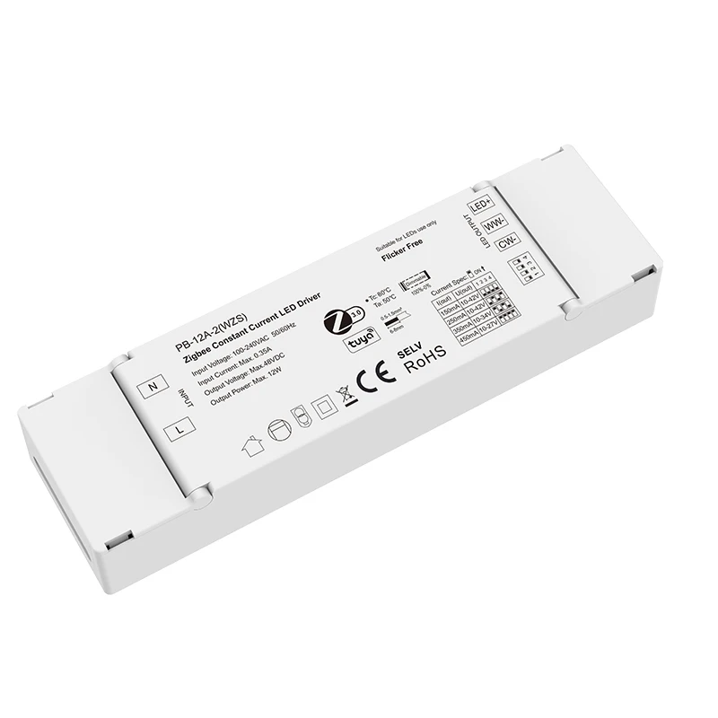 Skydance-Zigbee 3.0 cct LEDドライバー,定電流,Tuyaアプリケーション,100-240v〜10v-42v dc,2ch,150-450ma,12w,ww,cw