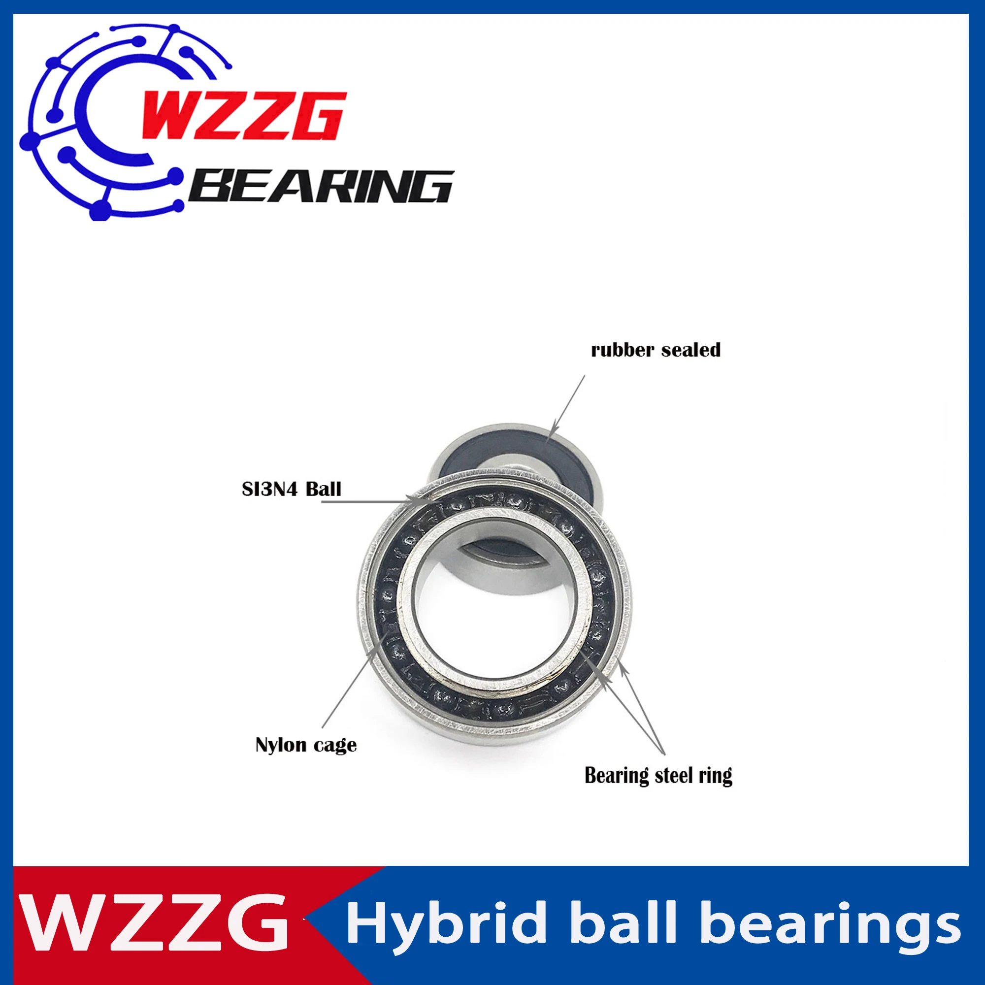 WZZG 6307-2RS Hybrid Ceramic Bearing 35*80*21mm  6307RS Si3N4 Ball Bearings