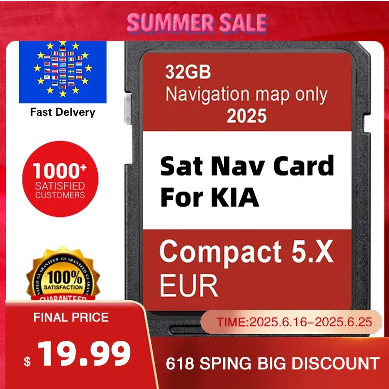 

Update SD Card 2025 Sat Nav for KIA Compact 5.X Carens/Ceed/Niro/Optima/Picanto/Rio/Soul/Sportage/Stonic 32GB EU UK GPS Maps