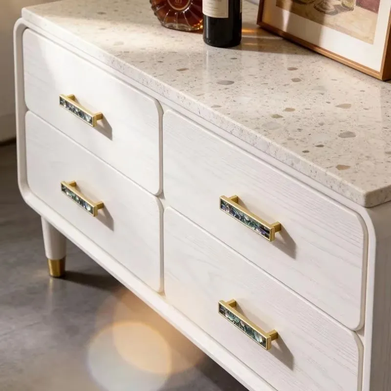 Door Drawer Knobs Solid Brass Cabinet Handles Natural Shells Furniture Handle for Kitchen Wine Cupboard Wardrobe Pulls DiyHome