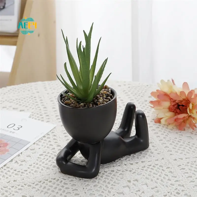 

AEE4-4PCS Черные искусственные сочные горшки Мини-сочные декоры в горшках Ремесленные украшения