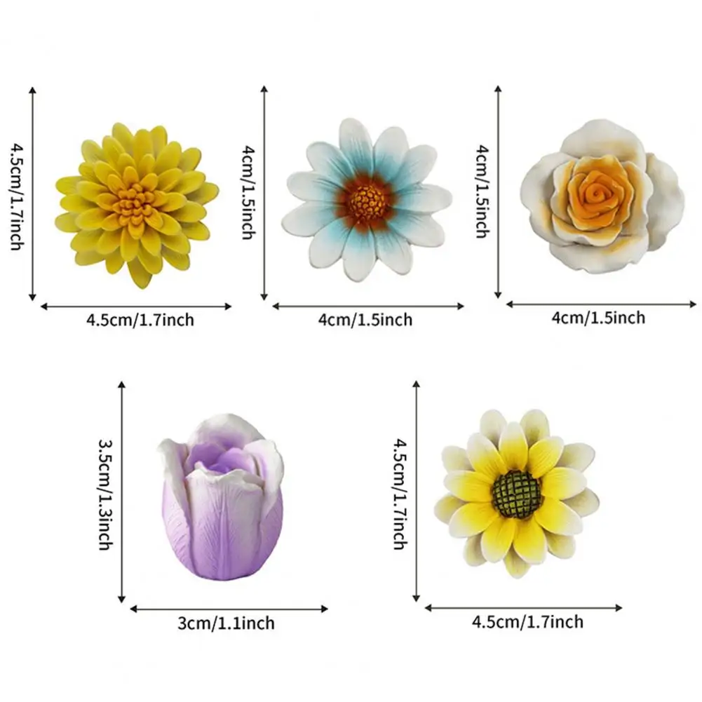 5Pcs Fake Flower Insert Weather-Resistant Resin Artificial Flower Stress-Relief Indoor Outdoor Home Garden Ornament Crafts