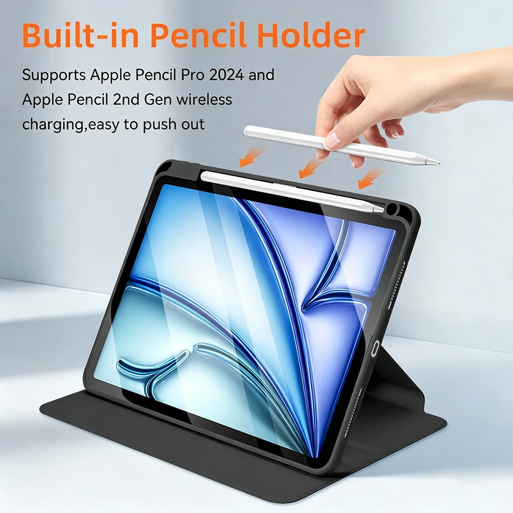 For iPad mini Air Pro 1 2 3 4 5 6 7 8 9 10 11 8.3 9.7 10.2 10.5 10.9 11 12.9 13 360 Degree Rotating Acrylic Case Auto Wake/Sleep view 4