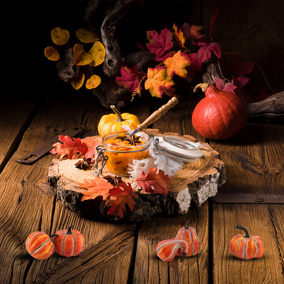 

8pcs Simulation Halloween Decor Fake Party Pumpkin Decorative Pumpkin Craft For Home Festive Decoration (Light Yellow)