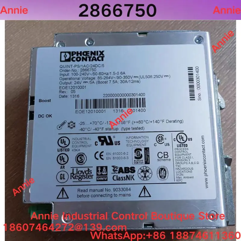 Brand-New 2866750 Switching Power Supply QUINT-PS/1AC/24DC/5