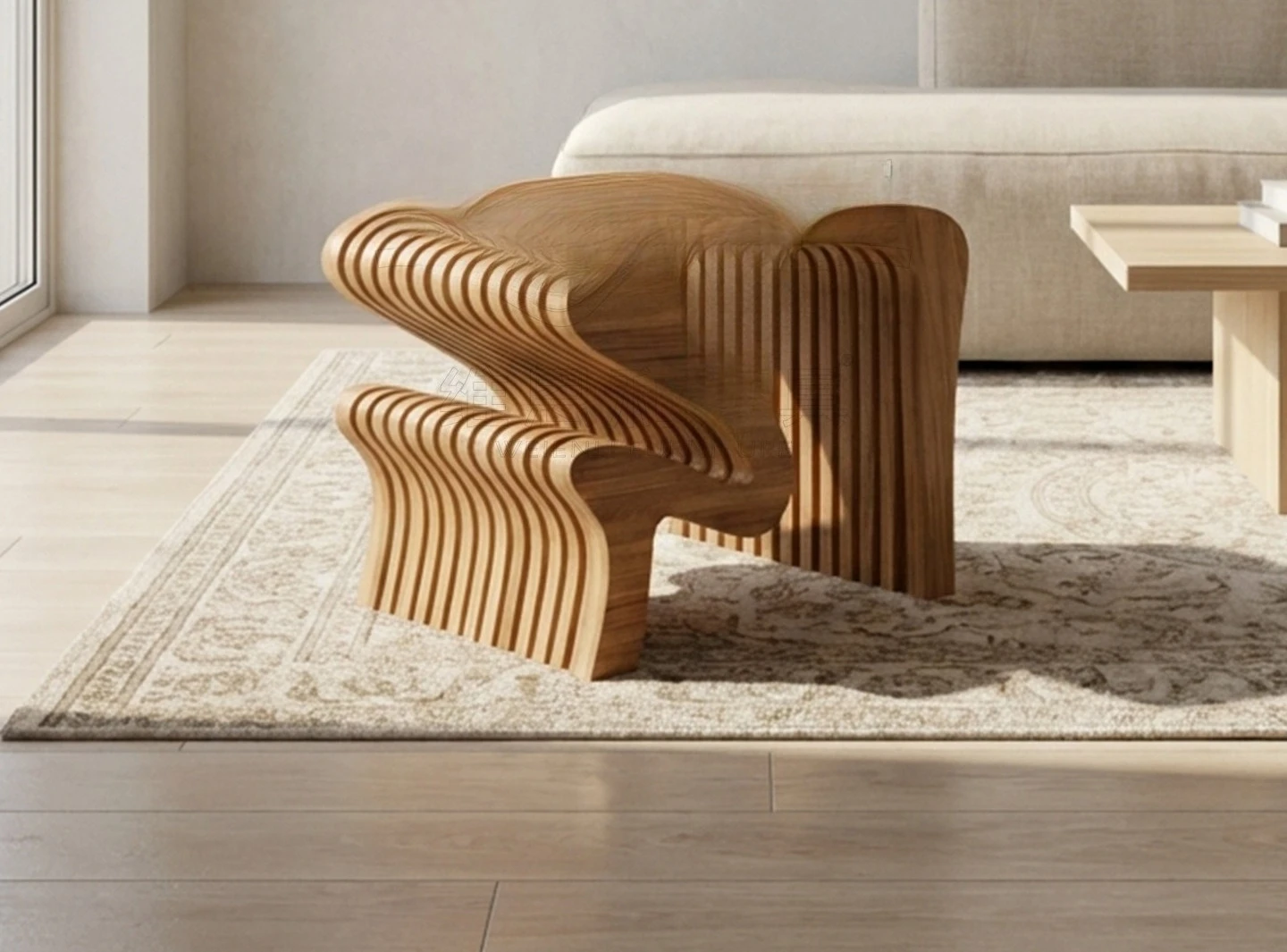 

Solid wood sliced single seat stool, practical and comfortable