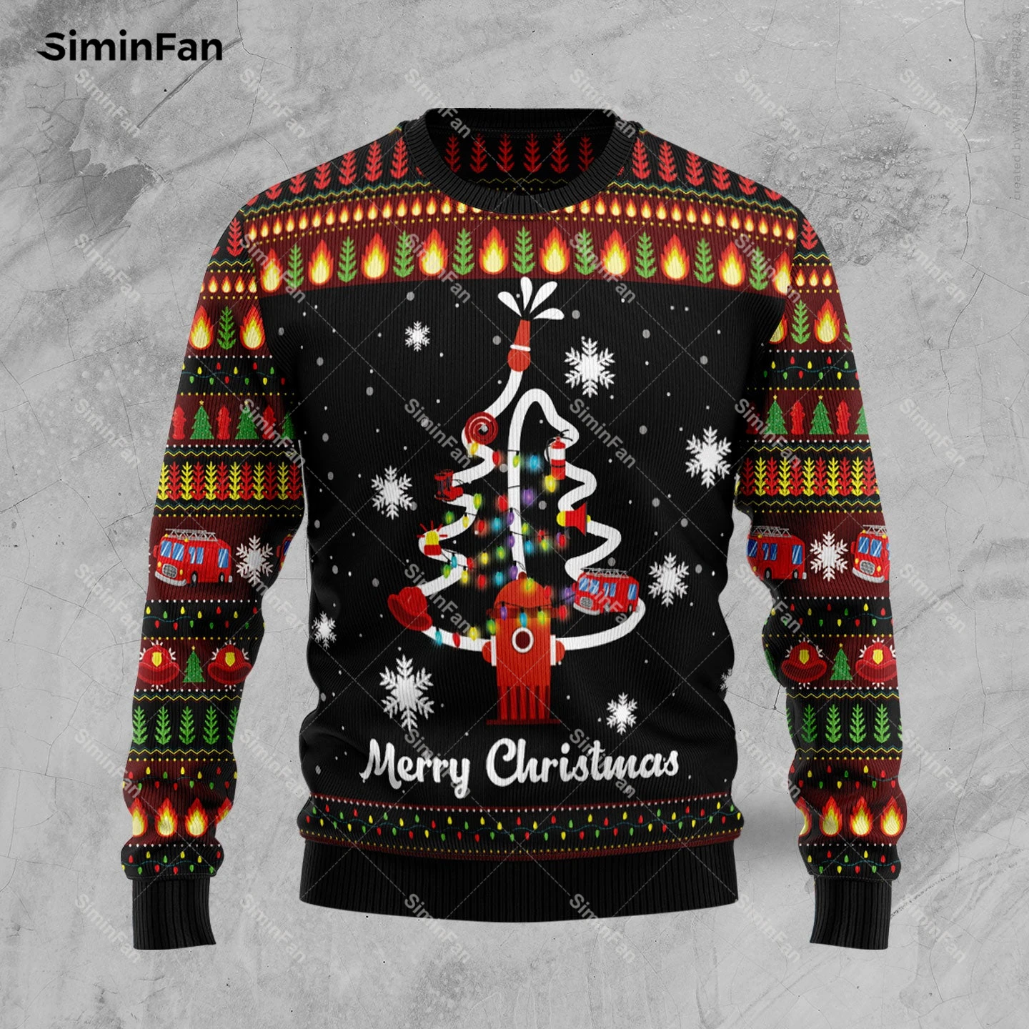 Firefighter Ugly Christmas 3D All Over Printed Men Pullover Casual Sweatshirt Long Sleeve Shirts Coat Unisex Outwear Streetwear