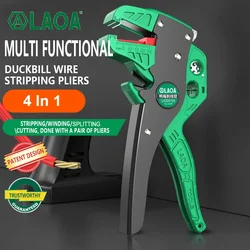 LAOA 4 in 1 Wire Stripper Multifunctional Duckbill Wire Stripping Tools Cable Cutting Nippers Adjustable Electrician Pliers