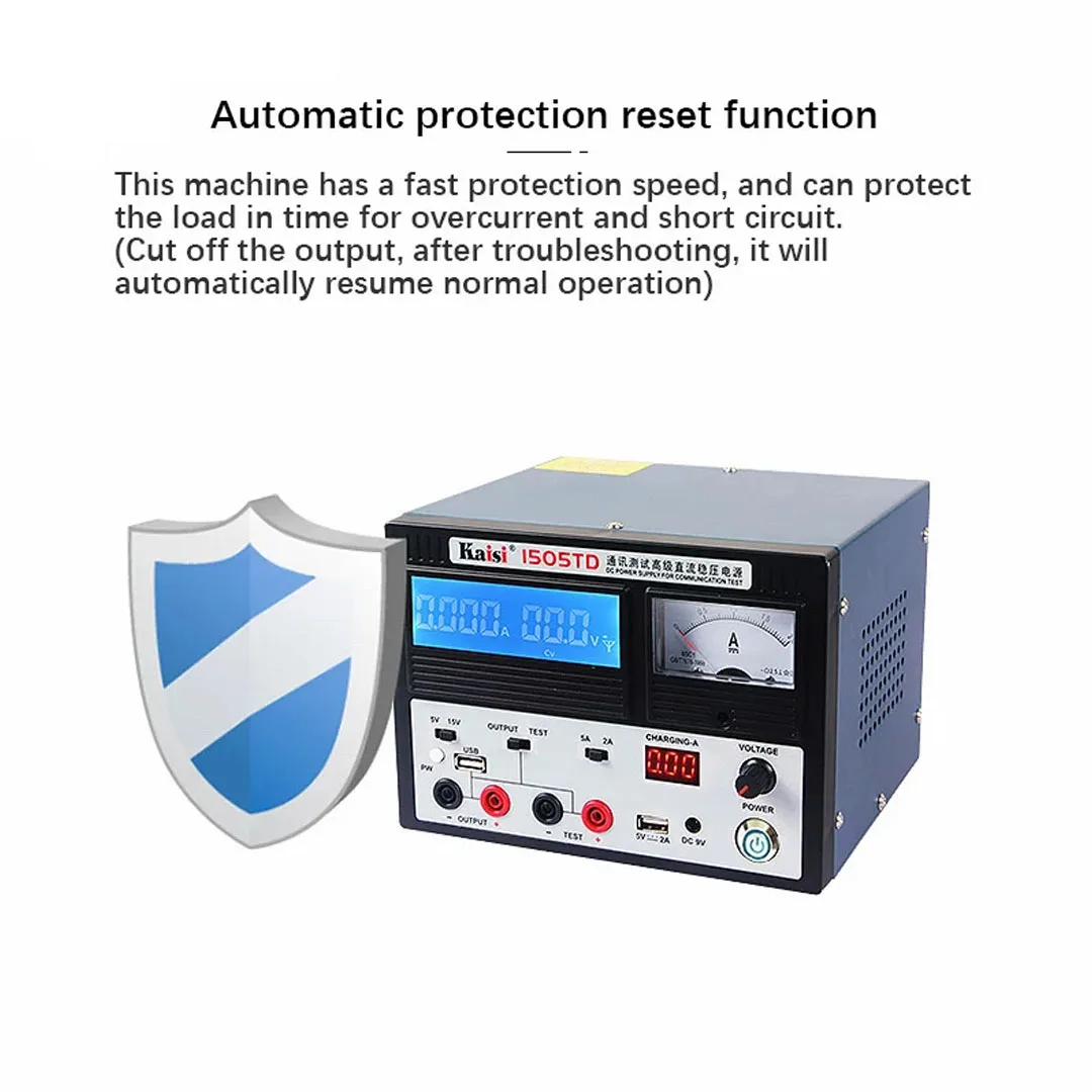 kaisi 1505TD 15V 5A DC Power Supply Intelligent DC Regulated Power Supply Voltage Regulator With 5V 2A USB Charging Port