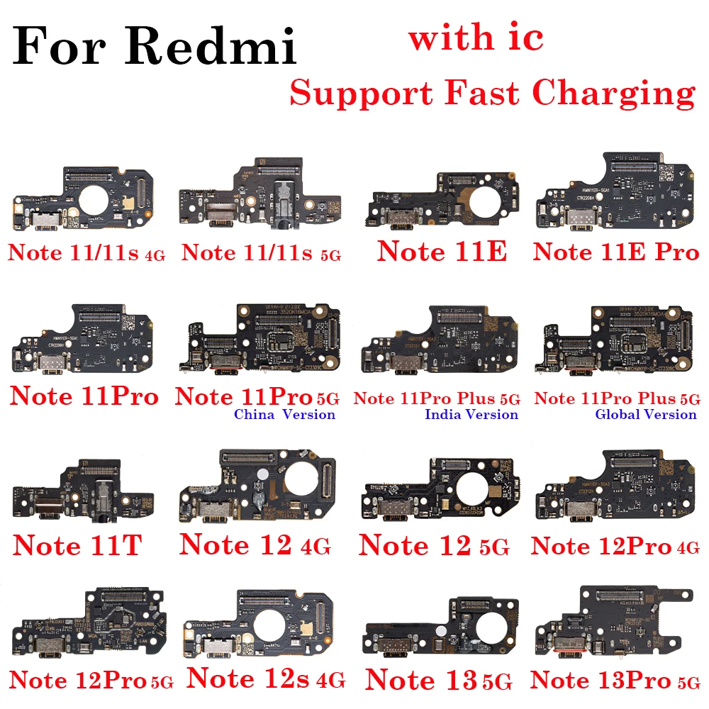

Pop 1 шт. USB-порт для зарядки для Xiaomi Redmi Note 11 11E 11s 11T 12 12s 13 Pro Plus 4G 5G Разъем для док-станции Плата зарядного устройства Гибкий кабель