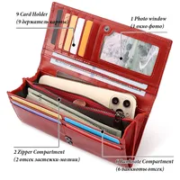Women's Clutch Bag Genuine Leather Wallets Fashion Female Cell Phone Purse RFID Blocking Credit Card Holder with Zipper Pocket - Image 4