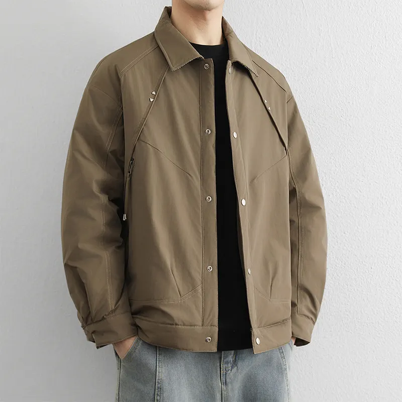 

Men's Casual Lightweight Cotton Jaet Windproof Heavyweight Flip Collar Winter Outerwear Polyester Fiber Fill Cotton