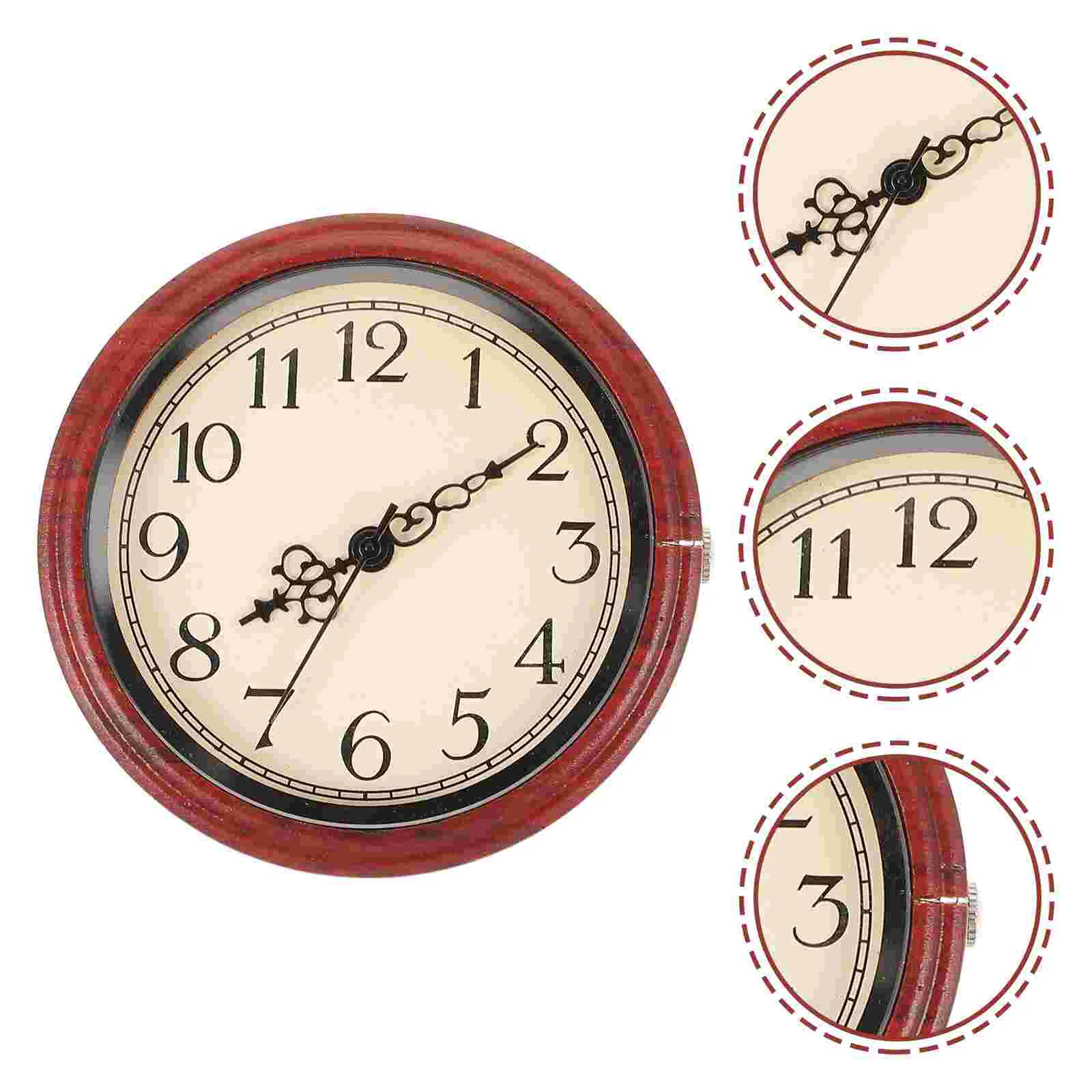 

House Furniture Simulation Mini Wall Clock Alarm Miniature Hanging Wood Home Accessories