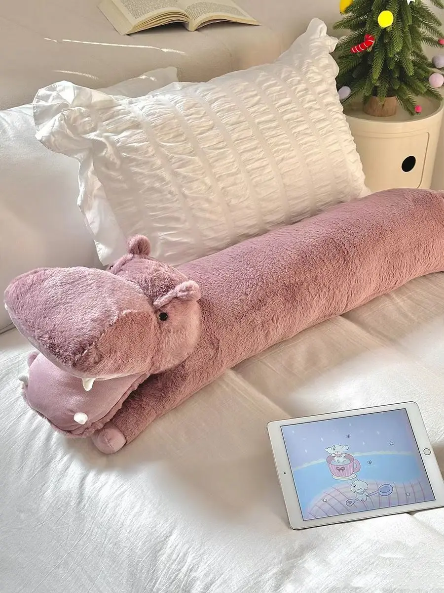 

Hippopotamus Long Bedhead Cushion Leg Clamp Doll Sofa Sleeping Cute Pillow Bedroom Dormitory Side Sleep Female