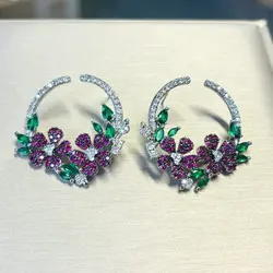 Bilincolor Fashion Cute Red Flower Earring for Women Wedding