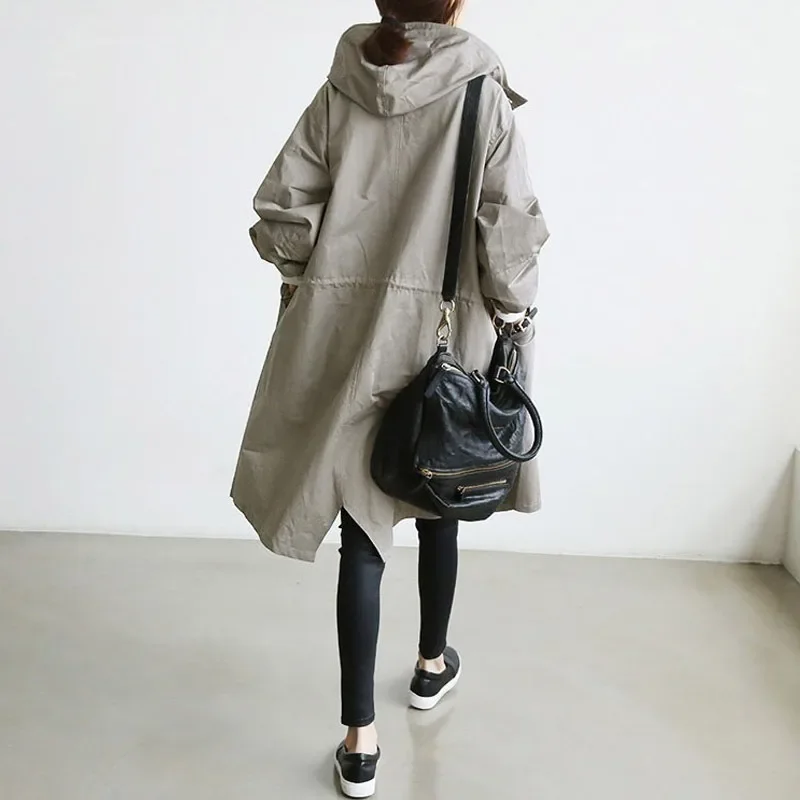2026 Spring and Autumn New Plus Size Women's Clothing Korean Version of Thin Trench Coat Fat Mm Medium and Long Loose Coat