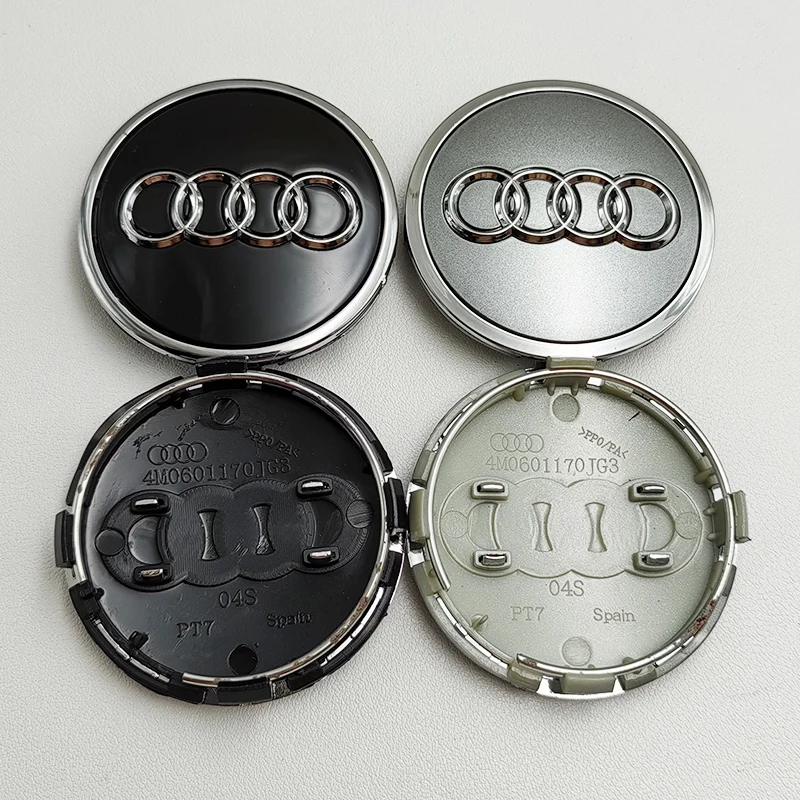 4pcs 61mm Black Grey Car Styling Badge Wheel Center Hub Cap Rim Caps For Audi Emblem 4M0601170JG3 A4 A6 Q3 Q5 Q2 Q7 Accessories