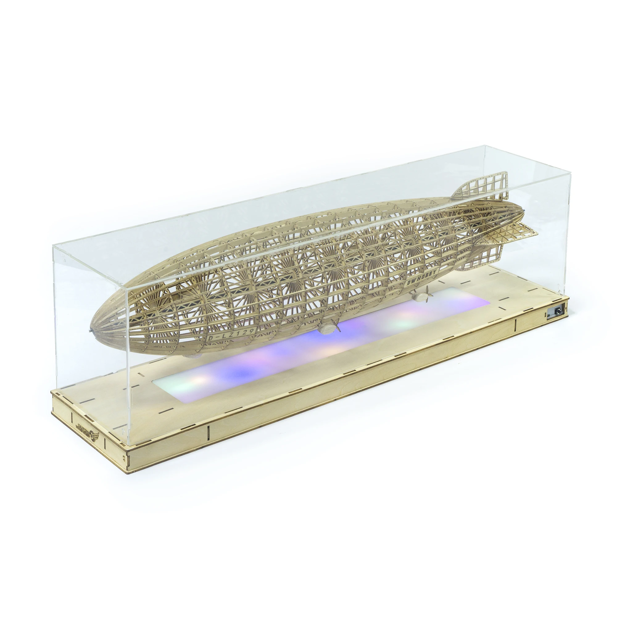 

DW Hobby DIY Static Model Building Model 1:453 LZ-129 Hindenburg Zeppelin Airship 540mm Length Wooden Toys Model with LED VS37