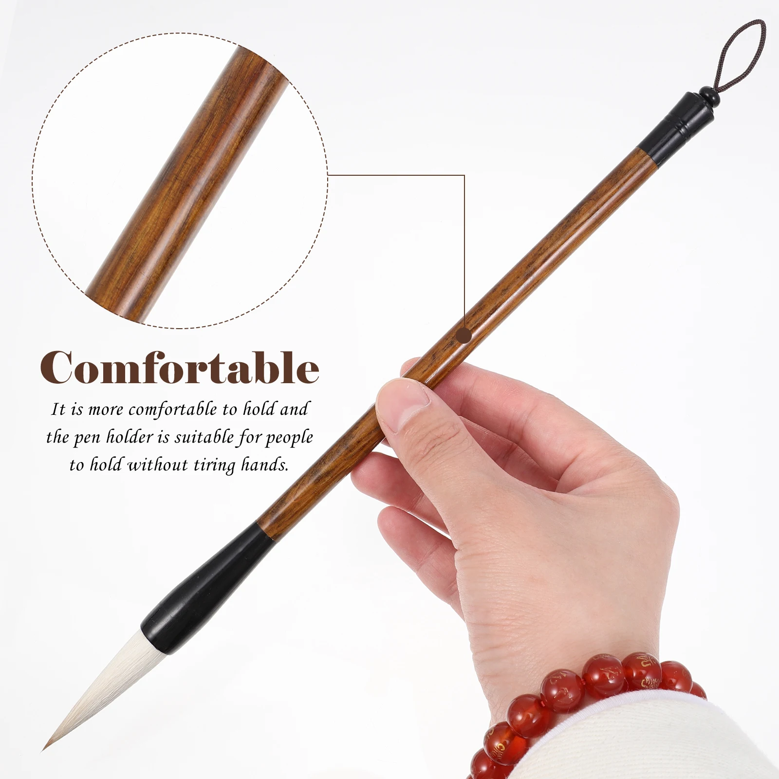 

3Pcs Chinese Calligraphy Brush Set Wooden Handles Smooth Comfortable Hold Suitable Beginners Traditional Writing Painting Tools