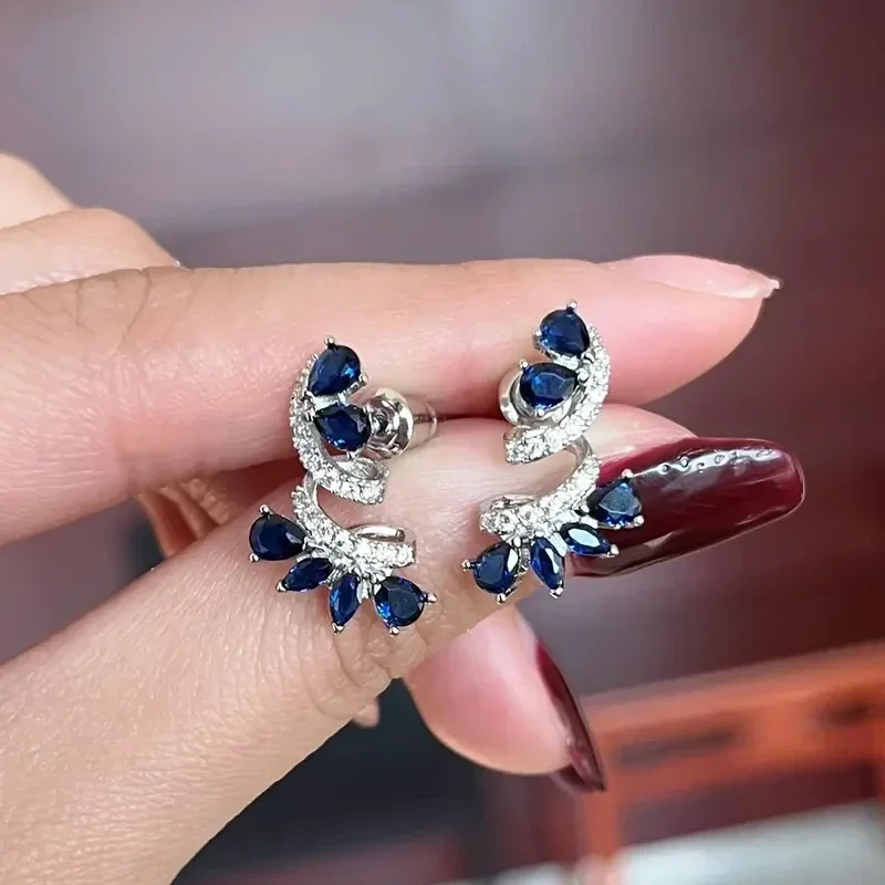 Blue Crystal Flower Earrings — product information 3