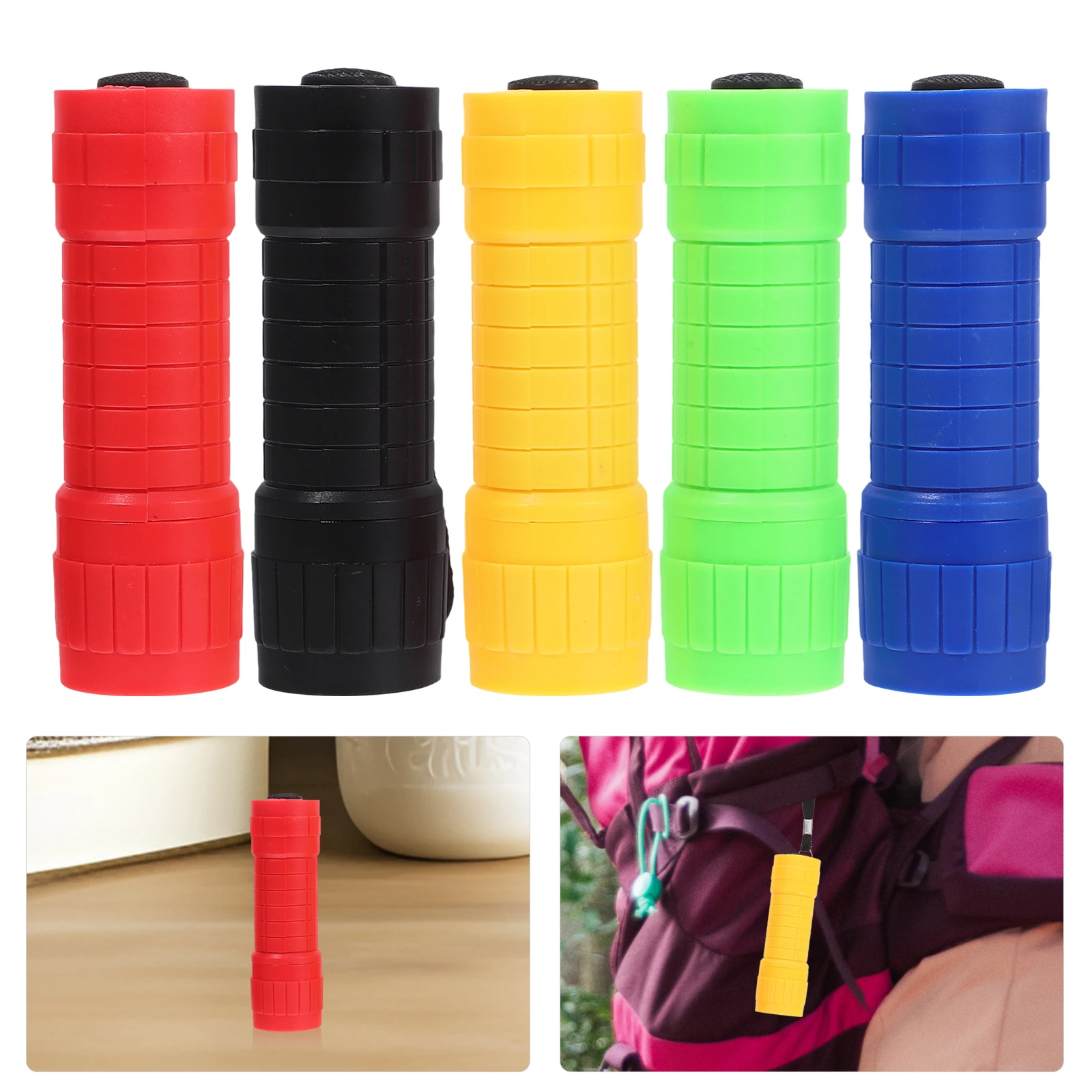 Mini linterna LED compacta para acampar al aire libre, senderismo, portátil, alto brillo, duradero, bolsillo de plástico, antorcha de supervivencia de emergencia, 5 uds.