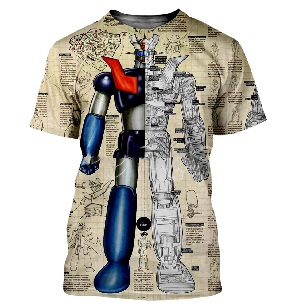 

Mazinger Z Men T Shirt Fashion Cool 3D Printed Short Sleeve T-shirts Harajuku Style O-neck Causal Tees Streetwear Women Tops