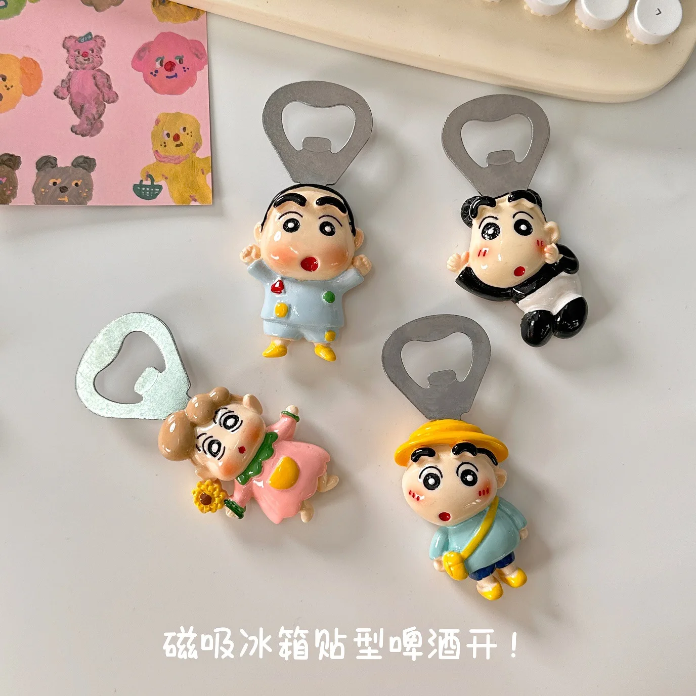 Cartoon Crayon Shin-Chan Anime Cute Beer Bottle Opener Bottle Cap Opener Kawaii Magnetic Refrigerator Magnet Decoration Gifts