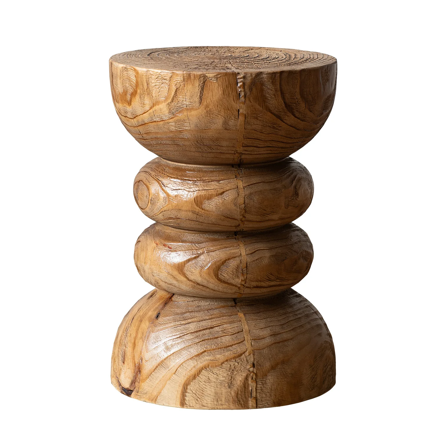 Old logs, deep-grained piers, B & B side few clothing store ornaments, corner few carved stools, coffee, solid wood small coffee