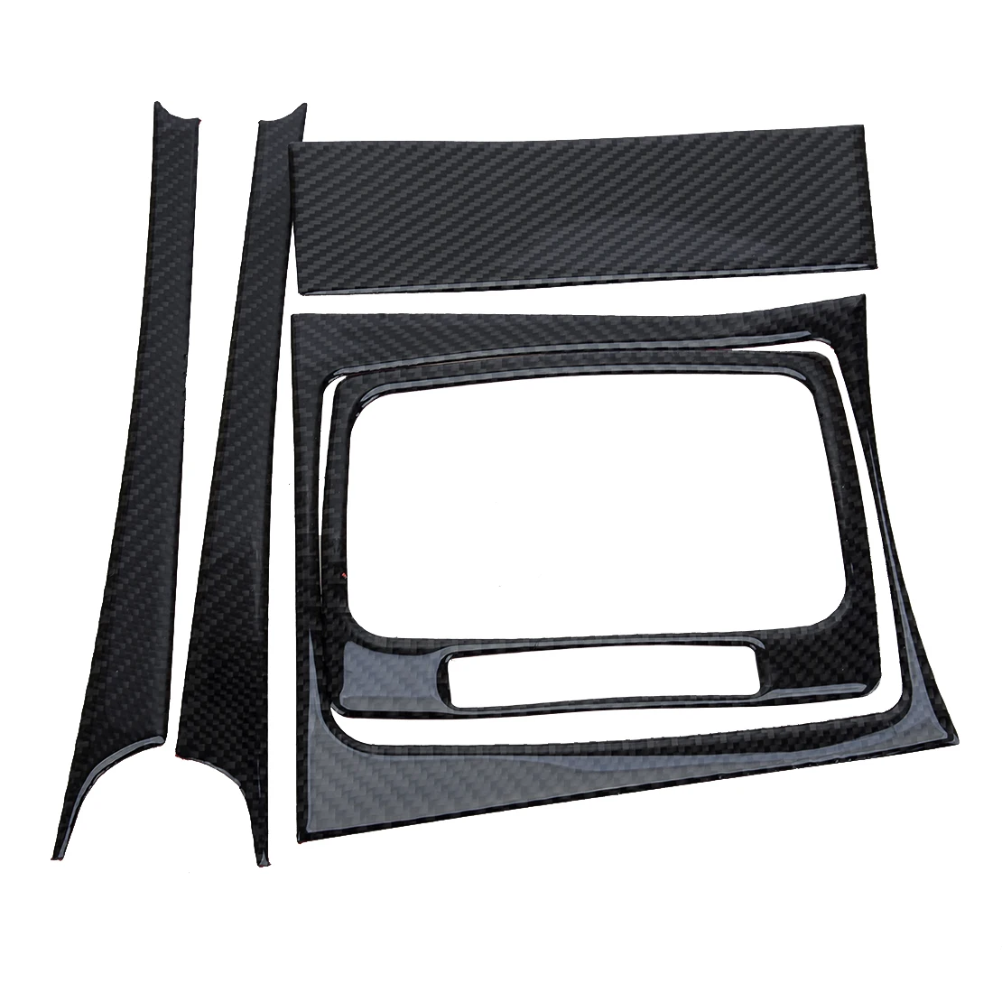 Black Car Central Console Gear Shift Panel Cover Trim Kit Fit for Mercedes-Benz C-class W204 2007-2013 Carbon Fiber LHD