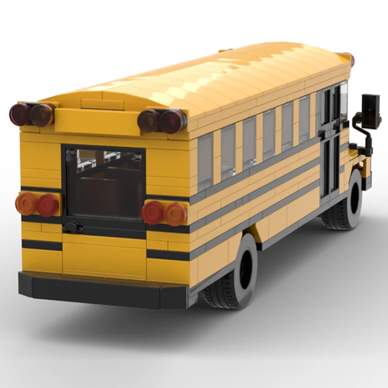 Modelo de coche urbano, ladrillos de construcción MOC, autobús escolar clásico, tecnología Modular, regalos de vacaciones para niños, juguetes para montar, traje